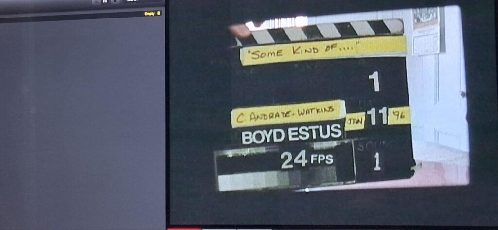 Film clapboard for Some Kind of Funny Puerto Rican by Claire Andrade Watkins.